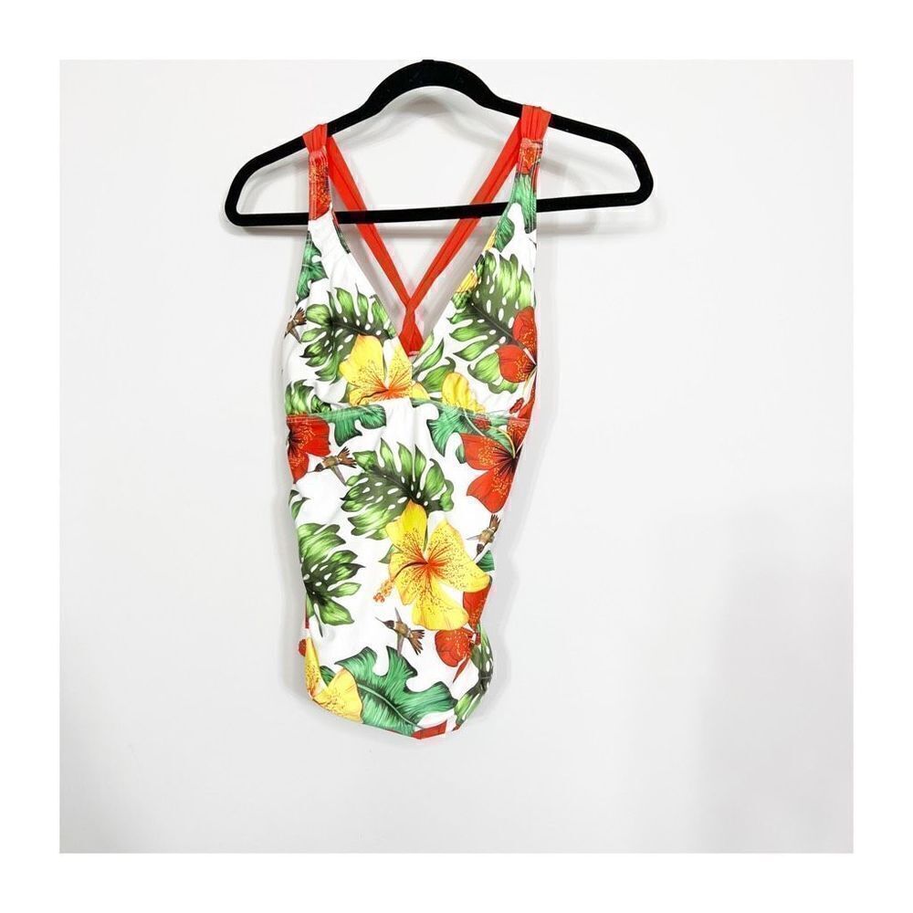 Athena Vibrant Floral Print Halter Tankini Swimwear Swimsuit Size 12